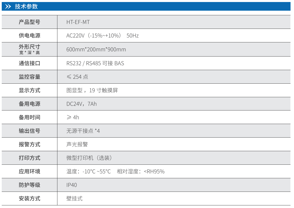 華天電氣火災監控器技術參數